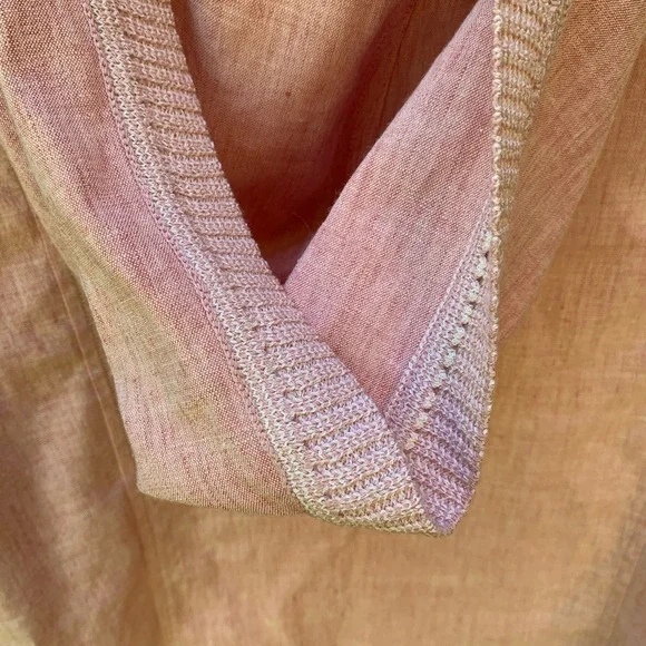 St. John Sport Linen zip-up hooded light pink textured woven light Jacket Sz L - Picture 11 of 12